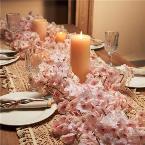 8pcs 47.2ft Artificial Cherry Blossom Flower Garland Hanging Vines for Spring - Picture 3 of 7